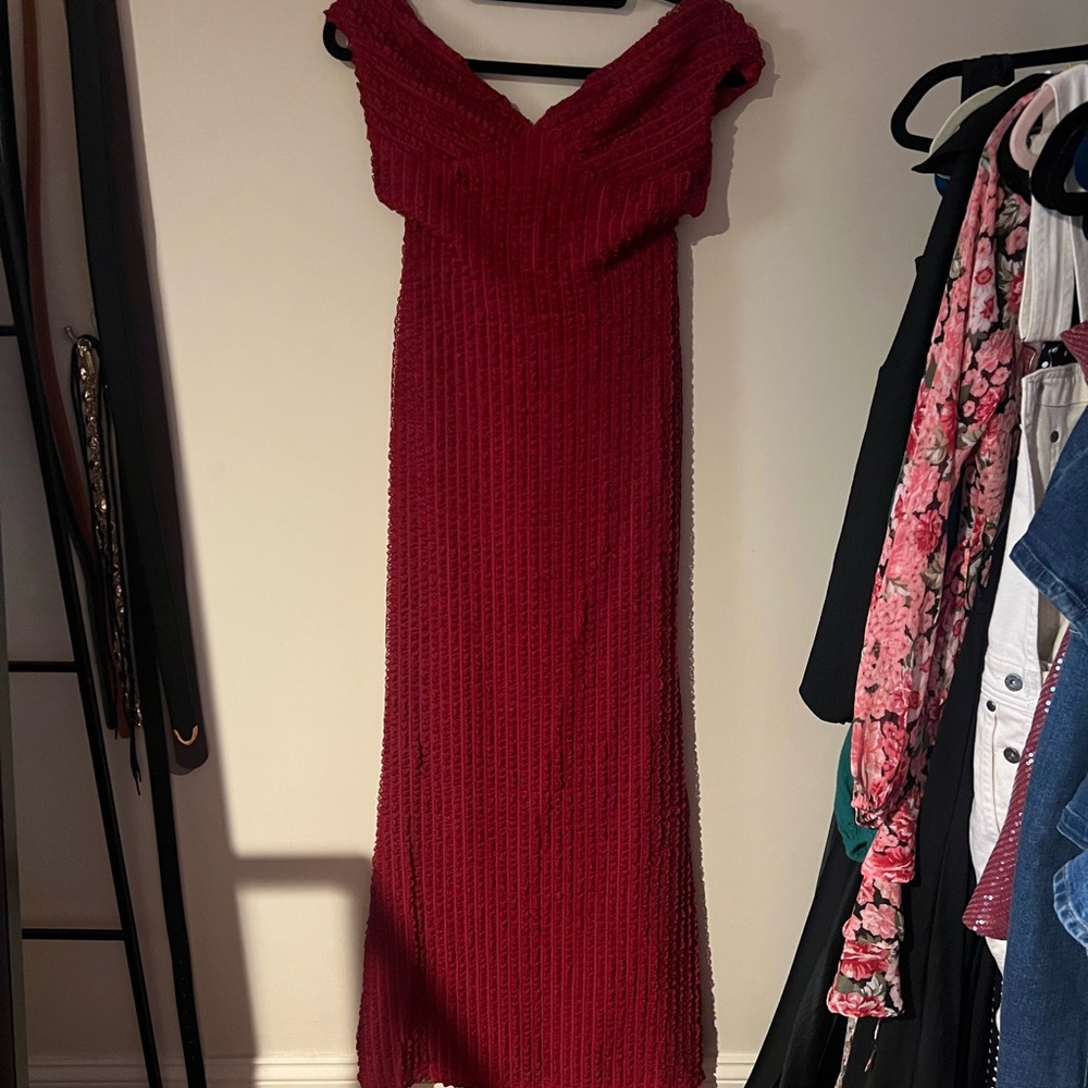 Peppermayo Strapless Burgundy Dress